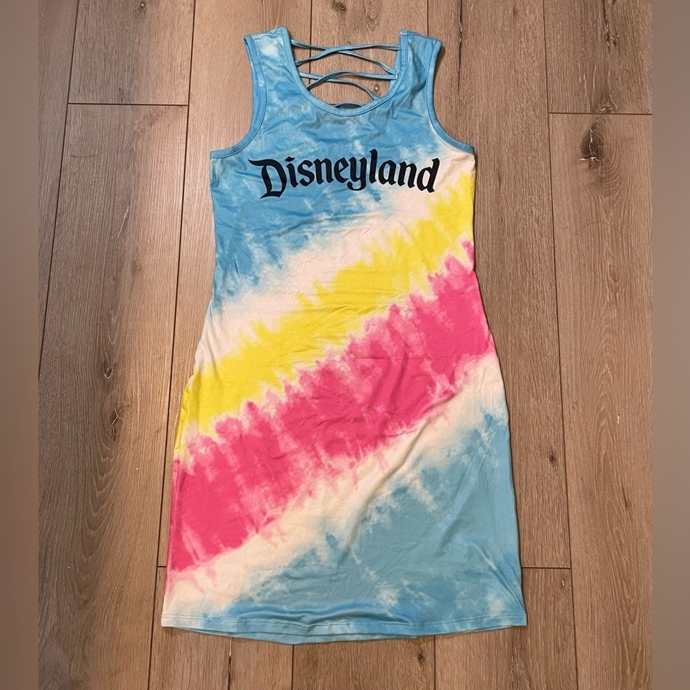 Disney Parks Tie Dye Racerback Tank Mini Dress Pastel Rainbow S - Picture 3 of 8